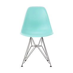 eames molded plastic side chair aqua sky-chrome wire base (DSR) - view 1