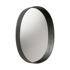 Oval Mirror Black Leather - view 1