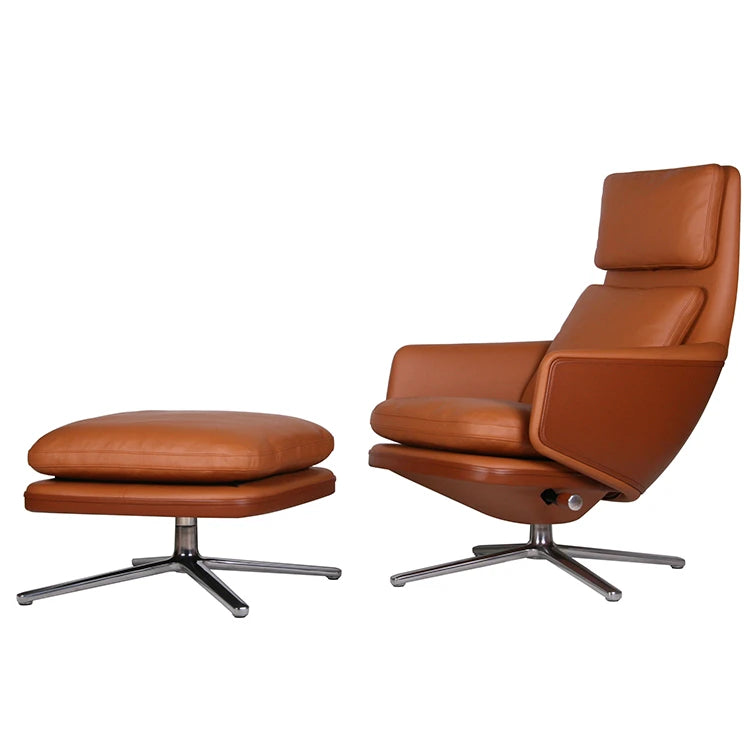 Grand Relax Ottoman Leather Premium Cognac Lounge Chair - view 1