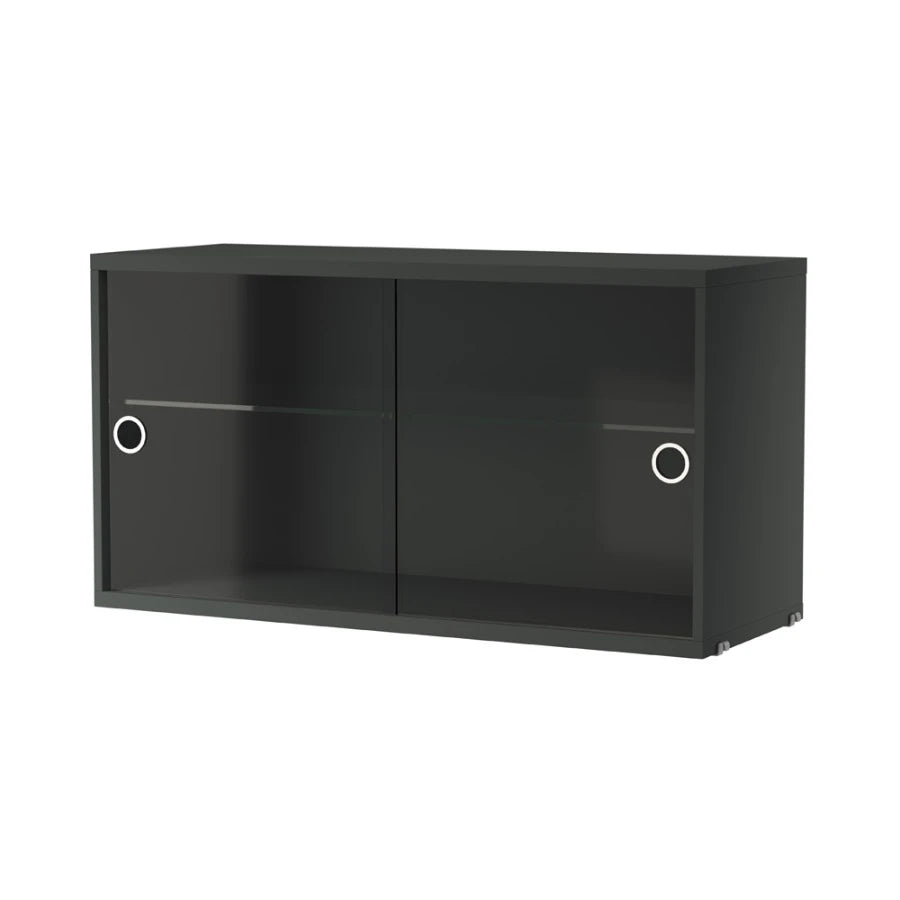 String System Display Cabinet Sliding Doors 78 Dark Grey - view 1