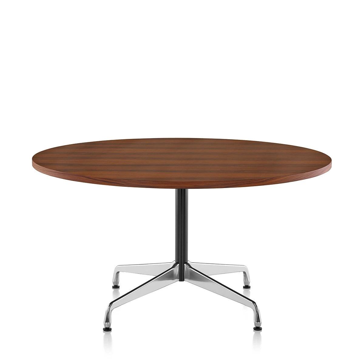Eames Conference Table Round Dark Brown Walnut-Black-Aluminum Segmented Base 2 Sizes - view 1