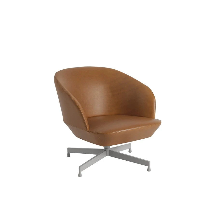 Oslo Lounge Chair Swivel Grey/Refine Leather Cognac - view 1