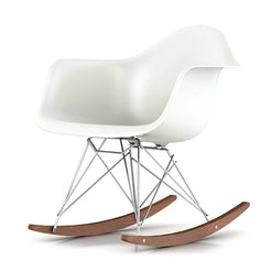 Eames Molded Plastic Armchair with Chrome Rocker Base White-Chrome-Walnut (RAR) - view 1
