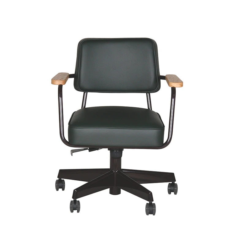 Fauteuil Direction Pivotant Leather Jade Natural Oak Chocolate Desk Chair - view 1