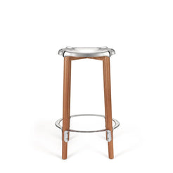 Puel Mirror Steel/Brown High Stool - view 1