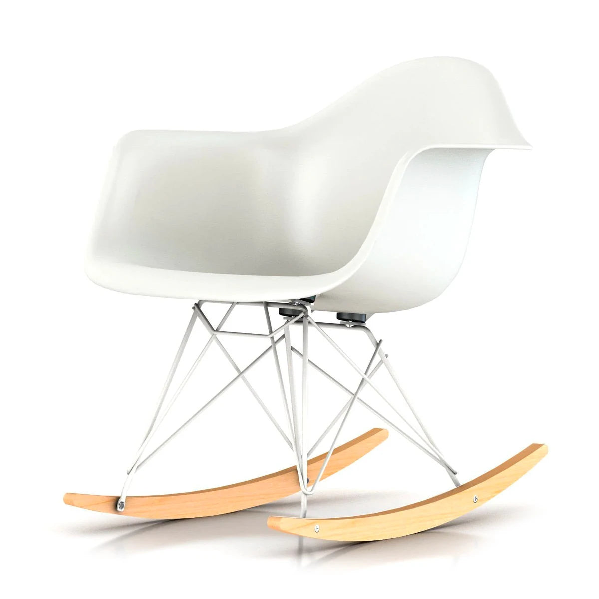 Eames Molded Plastic Armchair with Rocker Base White-Chrome-Maple (RAR) - view 1