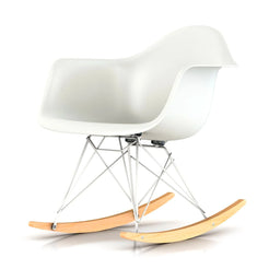 Eames Molded Plastic Armchair with Rocker Base White-Chrome-Maple (RAR) - view 1