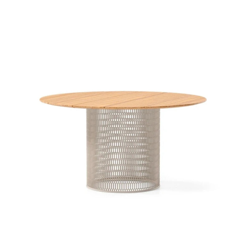 Mesh Table Ø 135 - Top Teak - Base Aluminium Tuff - view 1