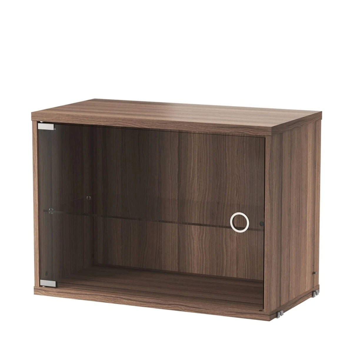 Display cabinet with swing glass door walnut - view 1