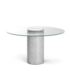 Castore dining table Bianco-Clear glass - view 1