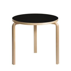 Aalto Table 90B Ø75 Black Linoleum-Birch - view 1