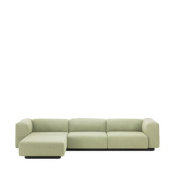 soft modular sofa 3-seater with Chaise Longue fabric dumet pale blue-chartreuse - view 1