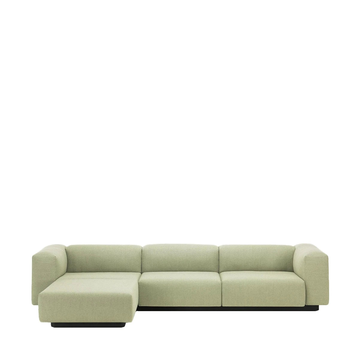 soft modular sofa 3-seater with Chaise Longue fabric dumet pale blue-chartreuse - view 1