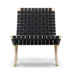 MG501 Oak Oil Cotton Weaving Black Lounge Chair - view 1