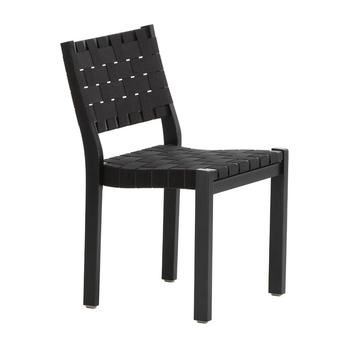Chair 611 Black Lacquered Birch Frame Black Webbing - view 1