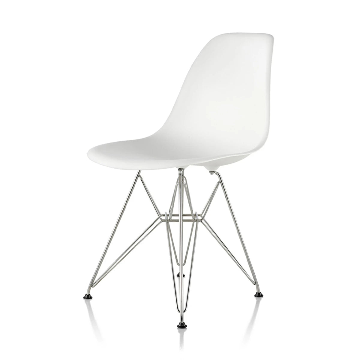 eames molded plastic side chair white-chrome wire base (DSR) - view 1