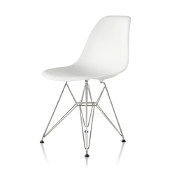 eames molded plastic side chair white-chrome wire base (DSR) - view 1