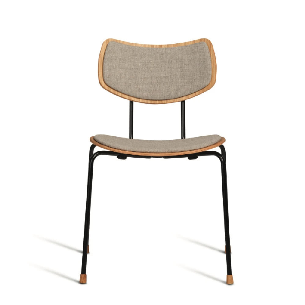 VLA26P Oak Oil Black Steel White Grey Dining Chair - view 1