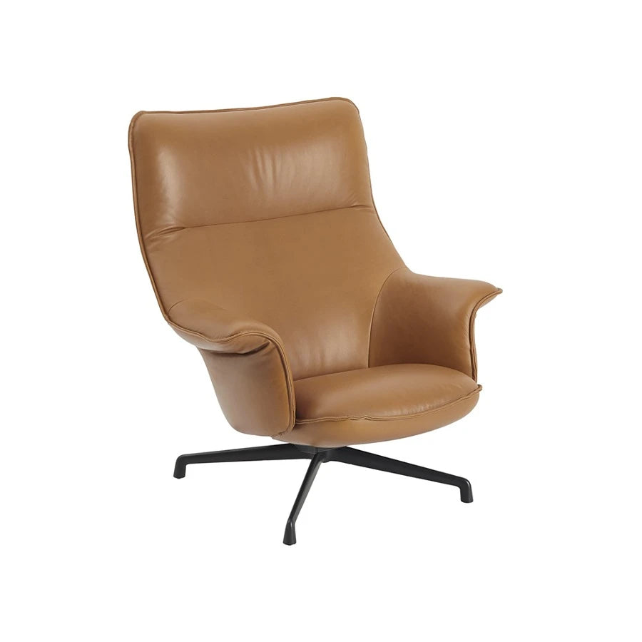 Doze Lounge Chair High Swivel Black/Refine Leather Cognac - view 1