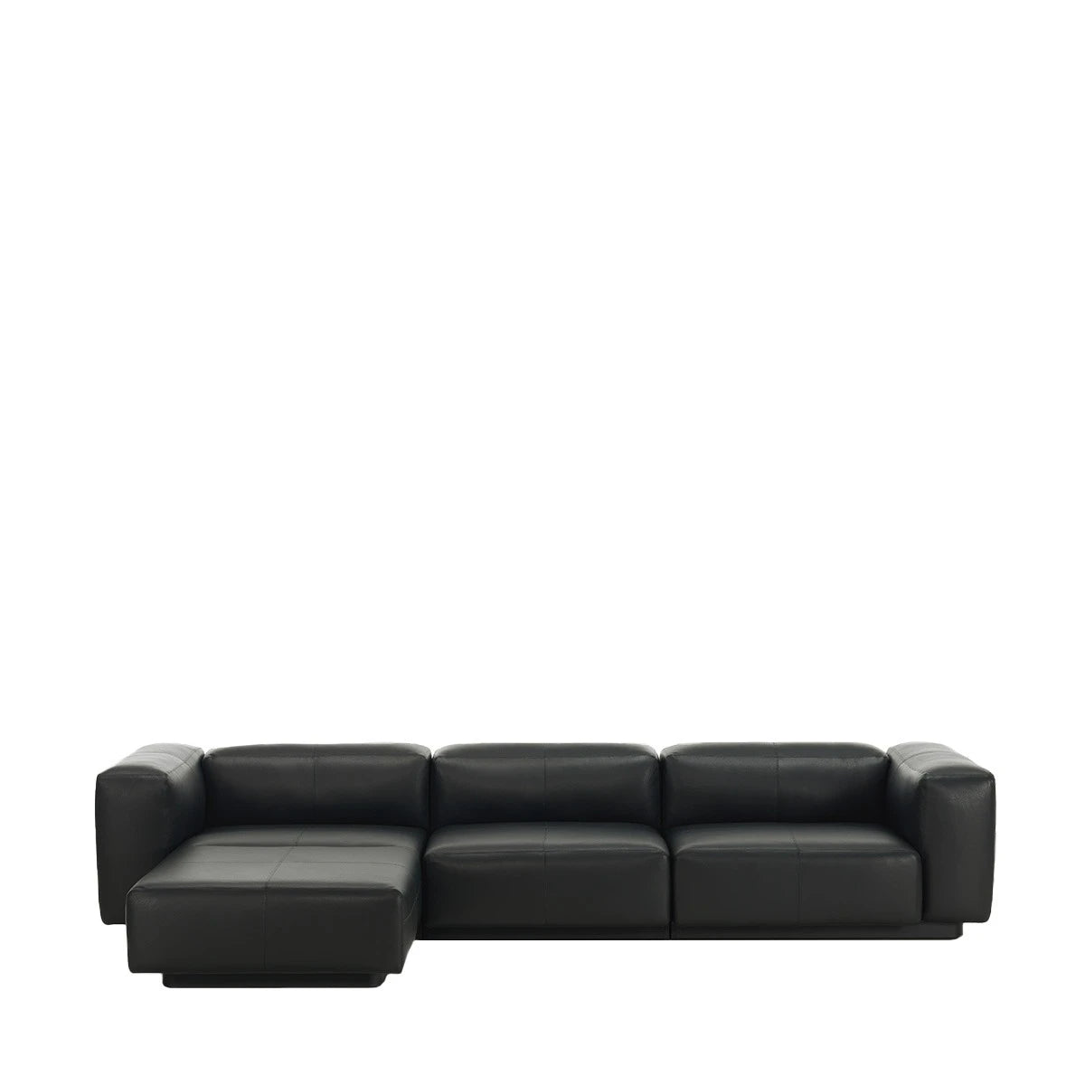 soft modular sofa 3-seater with Chaise Longue leather20 nero - view 1