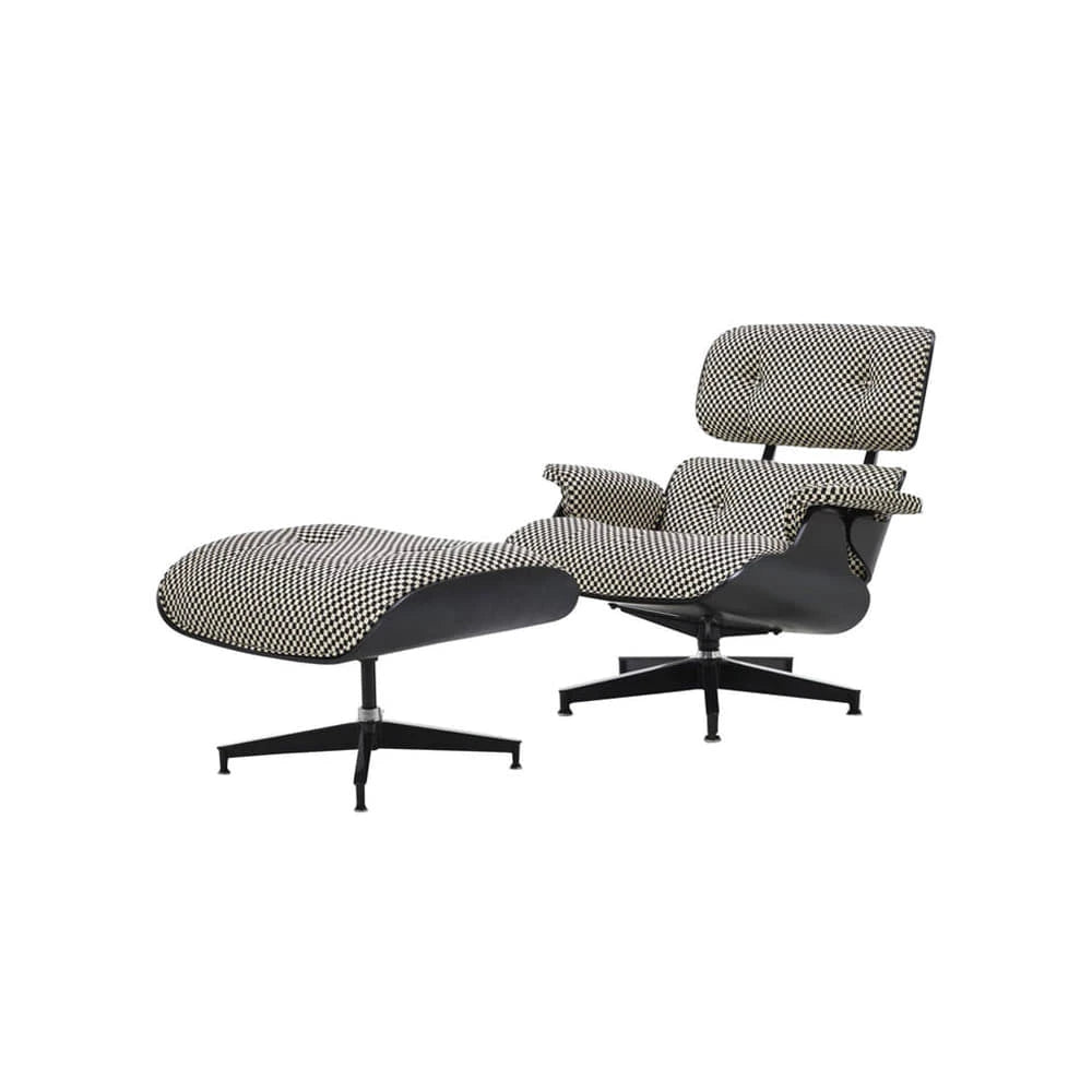 Eames Lounge Chair&Ottoman (Checker Black&White/Ebony) - view 1