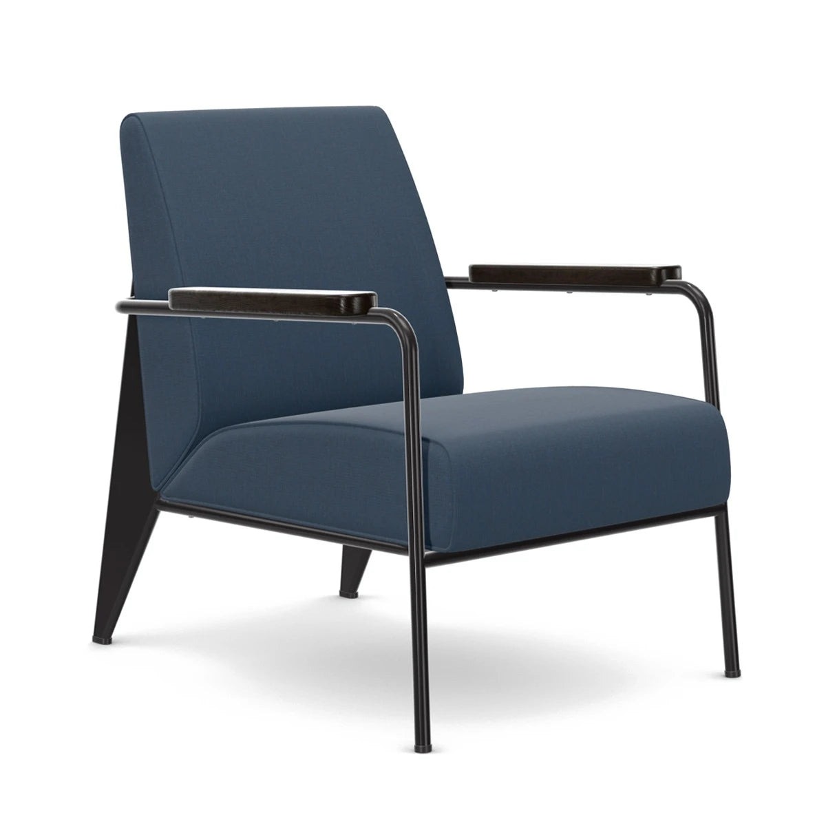 Fauteuil De Salon Tress-Royal Blue Melange Deep Black Dark Oak Arm - view 1