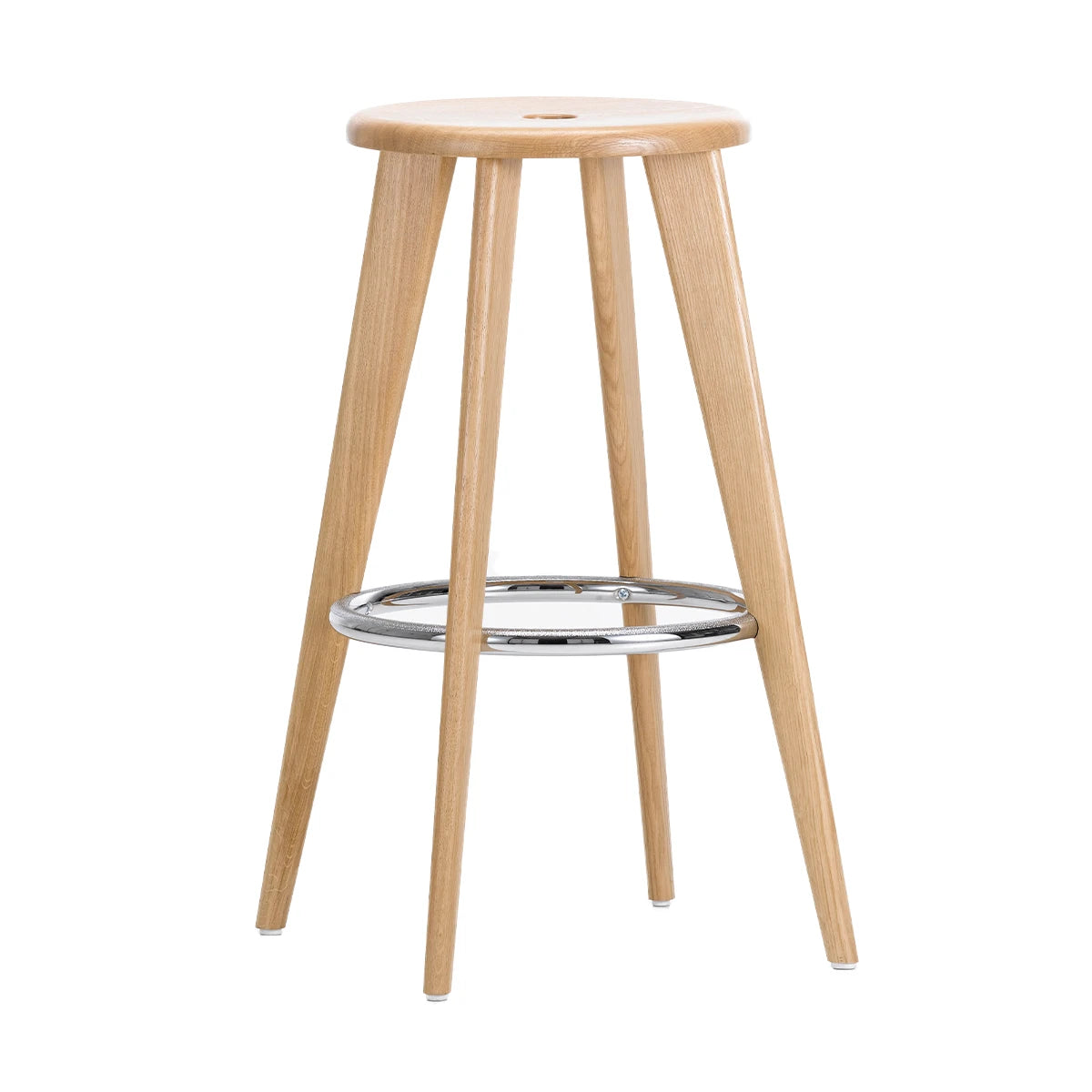 Tabouret Haut Natural Oak Chromed - view 1