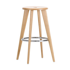 Tabouret Haut Natural Oak Chromed - view 1