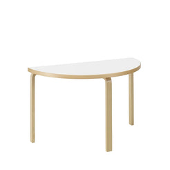 Table 95 1200 x 600 White Laminate Birch Semi-circular Table - view 1