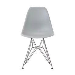 Eames Molded Plastic Side Chair Light Grey-Chrome Wire Base (DSR) - view 1