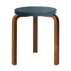 Stool 60 Blue Lacquered-Walnut Stained - view 1