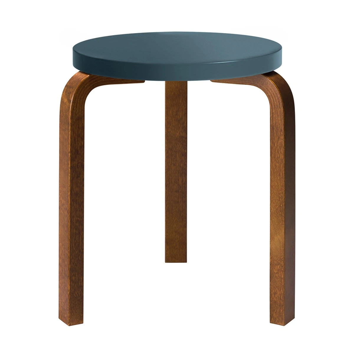 Stool 60 Blue Lacquered-Walnut Stained - view 1