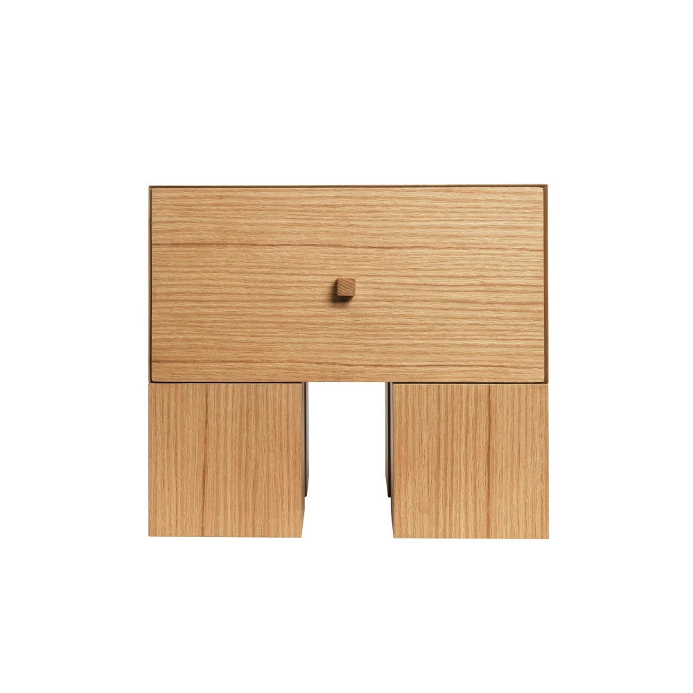 Kuben Natural Oak Bed Side Table 1 x 1 - view 1