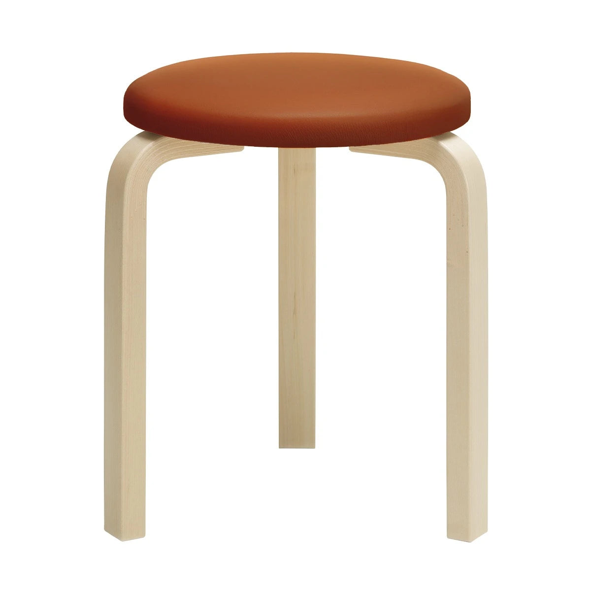 Stool 60 foam upholstery Leather cognac birch - view 1
