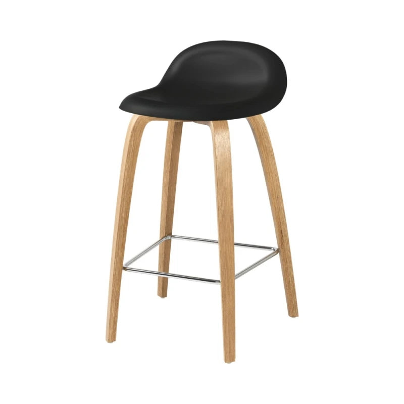3D Counter Stool - Plastic Shell, Wood Base - view 1