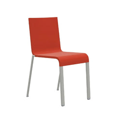 .03 Non Stackable Shell Poppy Red Base Silver Dining Chair - view 1