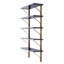 REB009 Kaari Wall Shelf Black Glossy Melamine-Oak - view 1