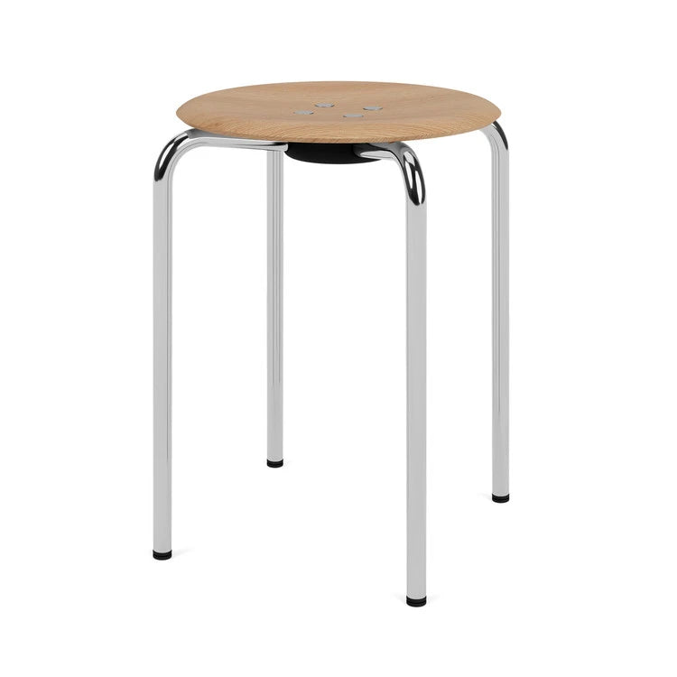Kevi 2051 Natural Oak Chrome Stool - view 1