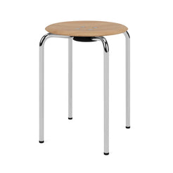 Kevi 2051 Natural Oak Chrome Stool - view 1