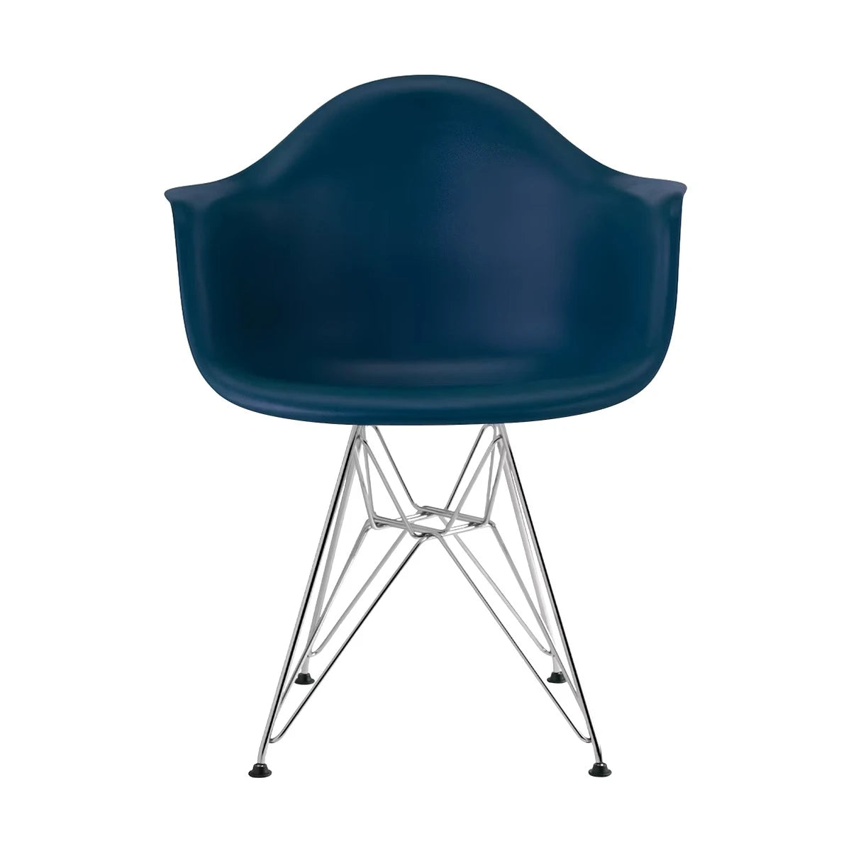 eames molded plastic armchair blue green-wire chrome base (DAR) - view 1
