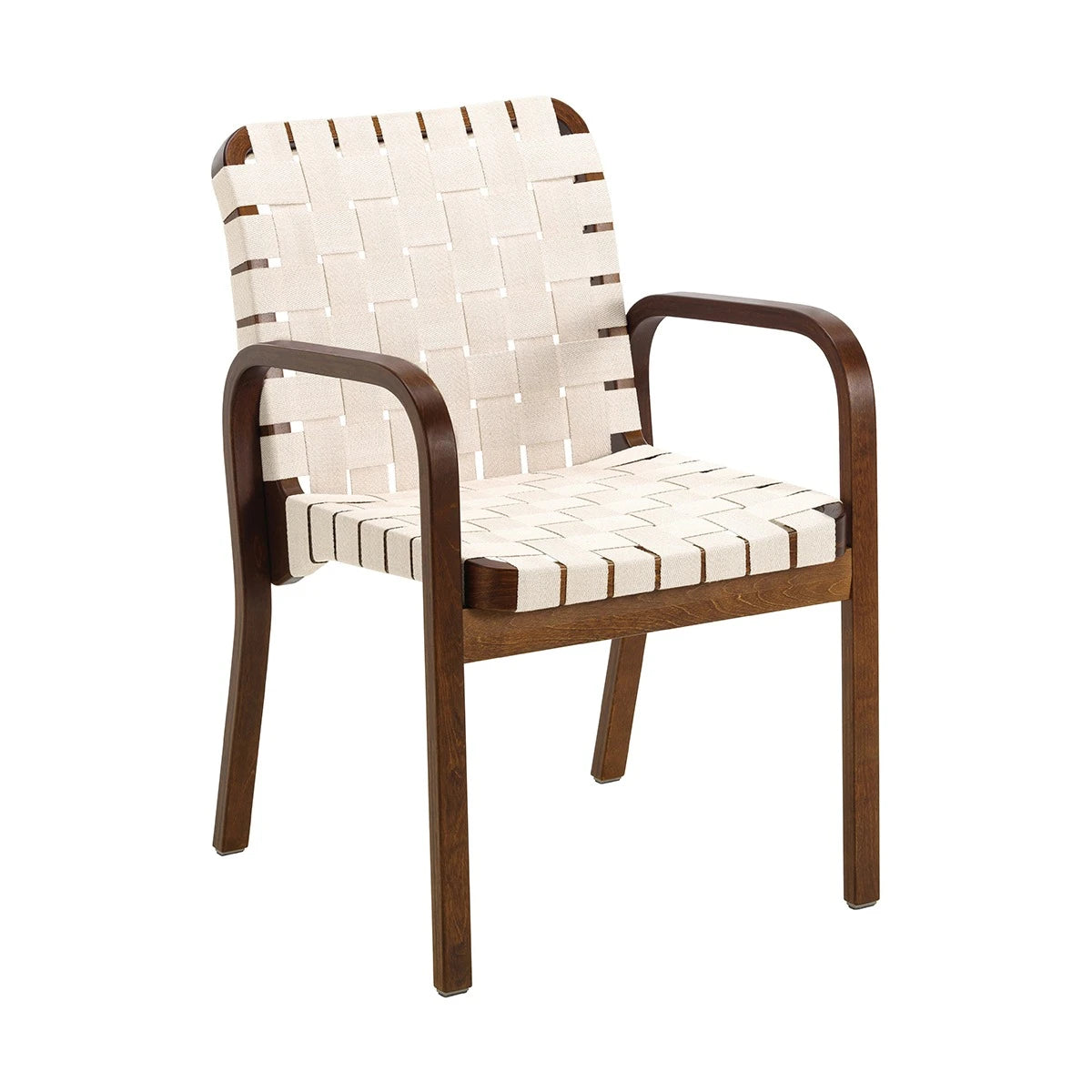 Armchair 45 Walnut Stained Natural Linen Webbing Natural-White - view 1