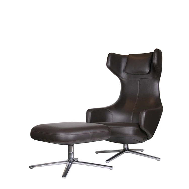 Grand Repos Ottoman Leather Chocolate Lounge Chair - view 1