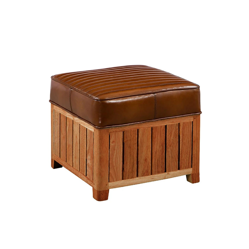 Cognac Square Stool - view 1