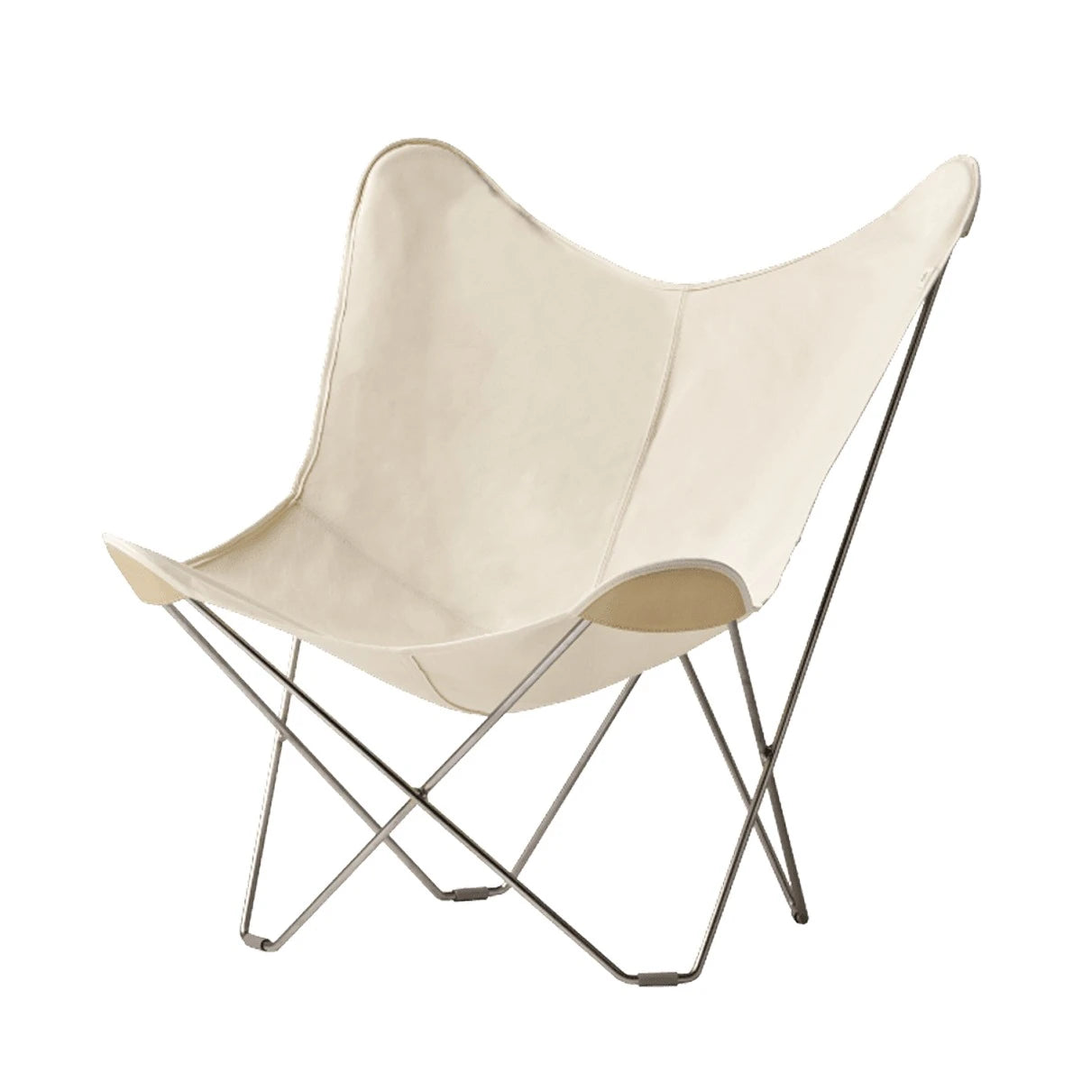 Butterfly Chair Canvas Mariposa White and Chrome - view 1