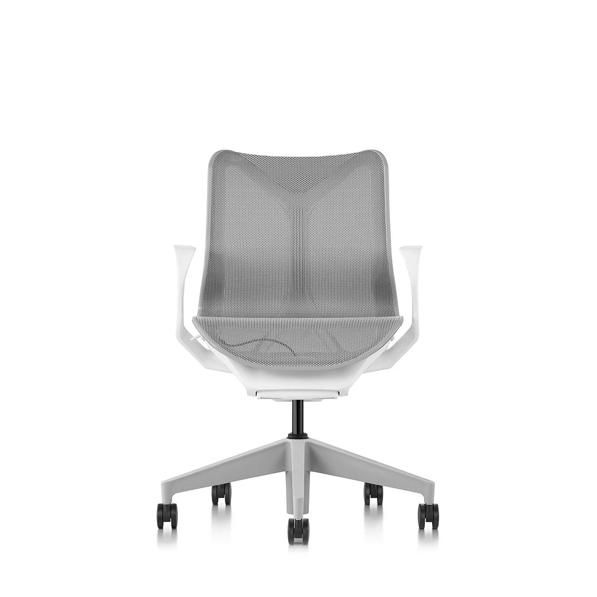 Cosm Work Chair Low Back-Fixed Arms SC8 Castors_Studio White-Mineral (Y-Tilt) - view 1