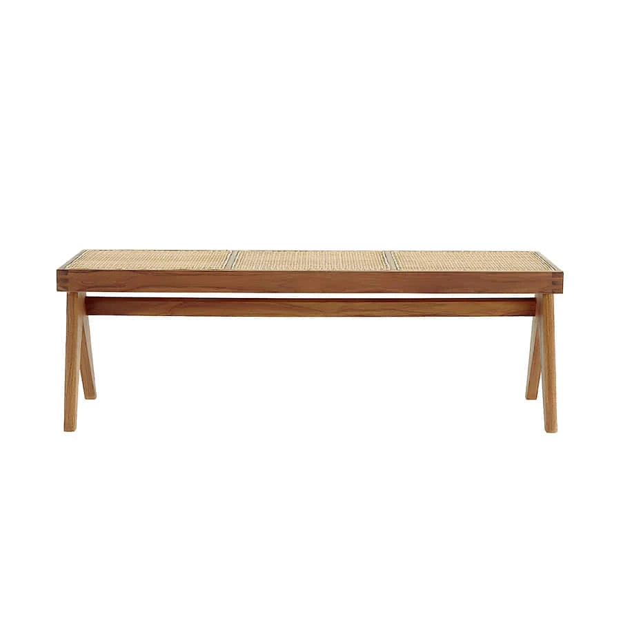 Teak and Cane Bench - view 1