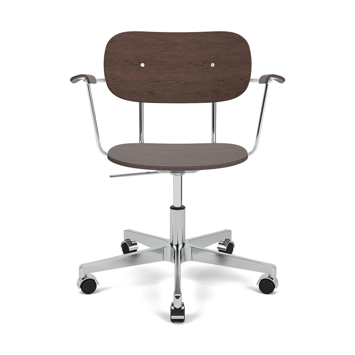 Co Task Chair Veneer W armrests Dark Stained Oak - Polished aluminium - view 1