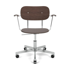 Co Task Chair Veneer W armrests Dark Stained Oak - Polished aluminium - view 1