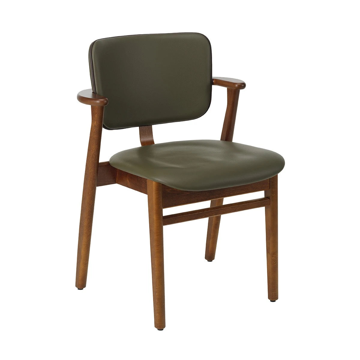 Domus Chair leather Spectrum moss leather piping Prestige coffee - Birch walnut stained - view 1