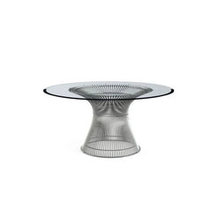 Platner Dining Table - Clear Glass Top / Polished Nickel / Ø 152 cm - view 1